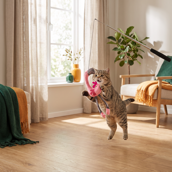 Trixie Kattenhengel telescopisch flamingo - TheNowBox sfeerfoto