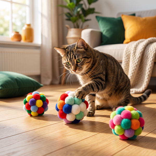 Happy Pet Tabby Patch Pom Pom Bal - TheNowBox sfeerfoto