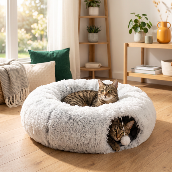 Trixie Harvey pluche speeltunnel donut - TheNowBox sfeerfoto